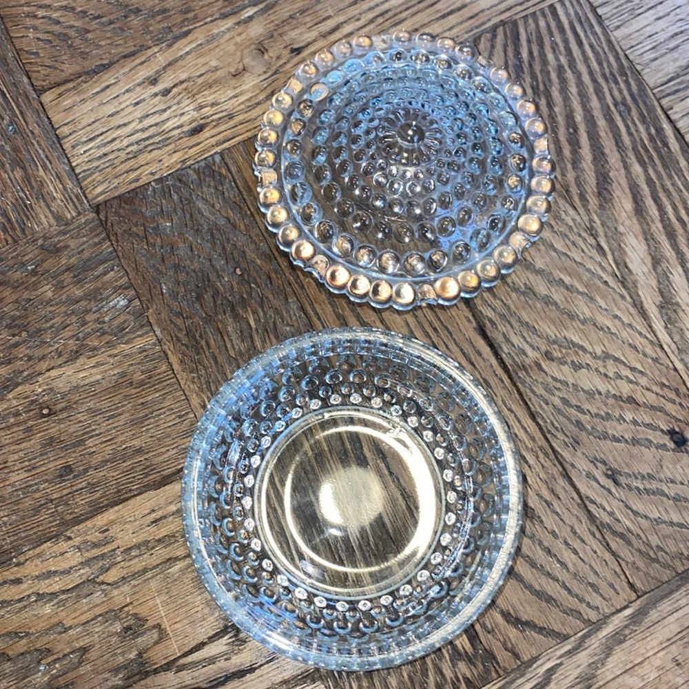Depression Glass Trinket Dish with Lid